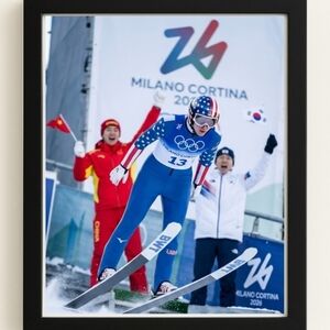Framed 8x10 Ski Jump Print Glass Front — Olympic Event Moment